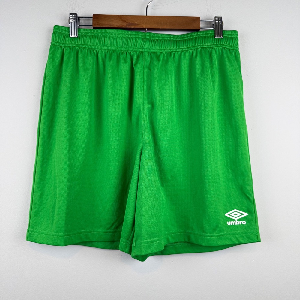 Umbro Premier Soccer Shorts Mens Large Green Mesh Athletic Training